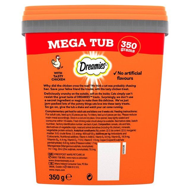 Dreamies Cat Treat Biscuits with Chicken Bulk Mega Tub   350g