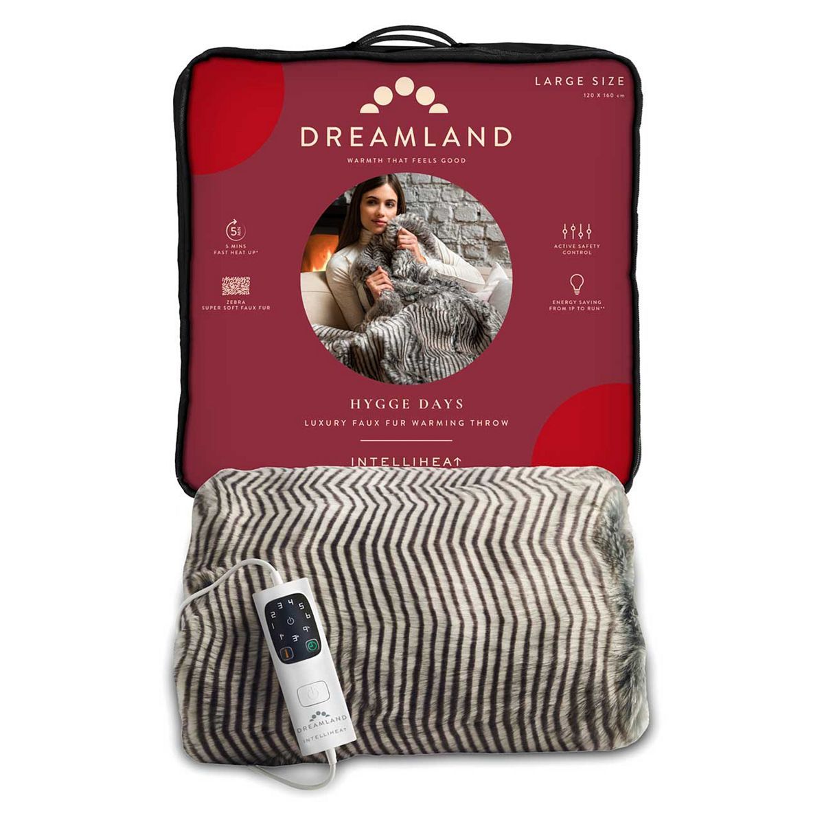 Dreamland Hygge Days Faux Fur Warming Throw - Zebra