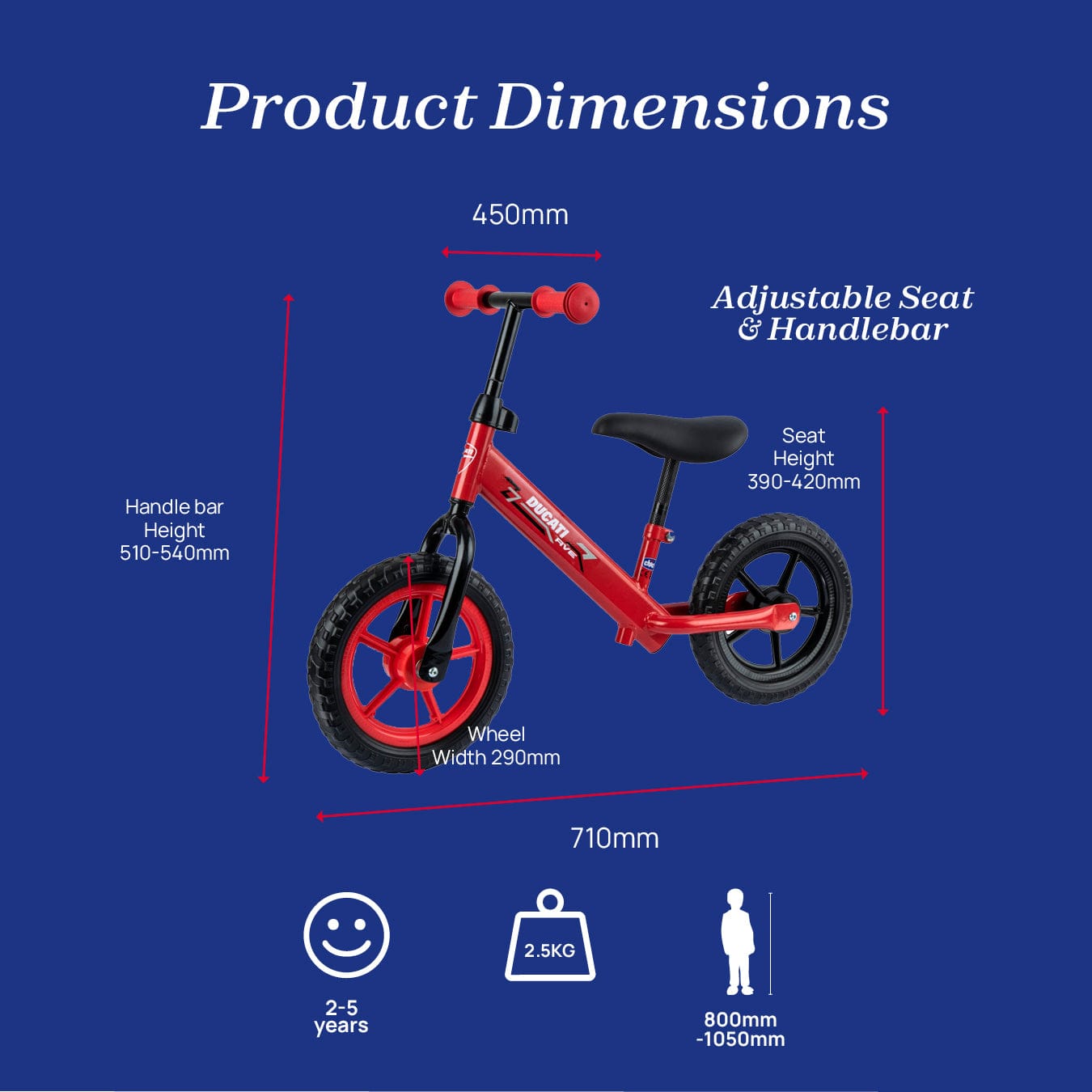 Ducati toddler balance bike with adjustable saddle, UK version