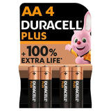 Duracell Plus 100% AA Alkaline Batteries   4 per pack