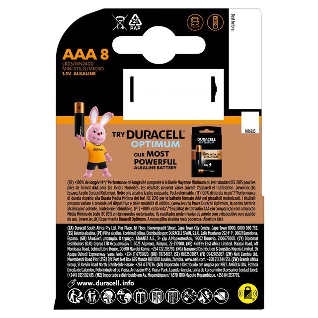 Duracell Plus 100% AAA Alkaline Batteries   8 per pack