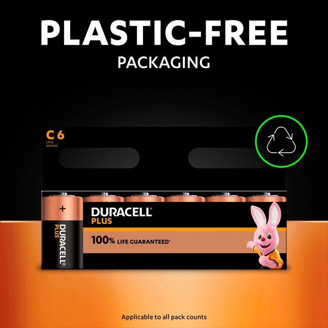 Duracell Plus 100% C Alkaline Batteries   4 per pack