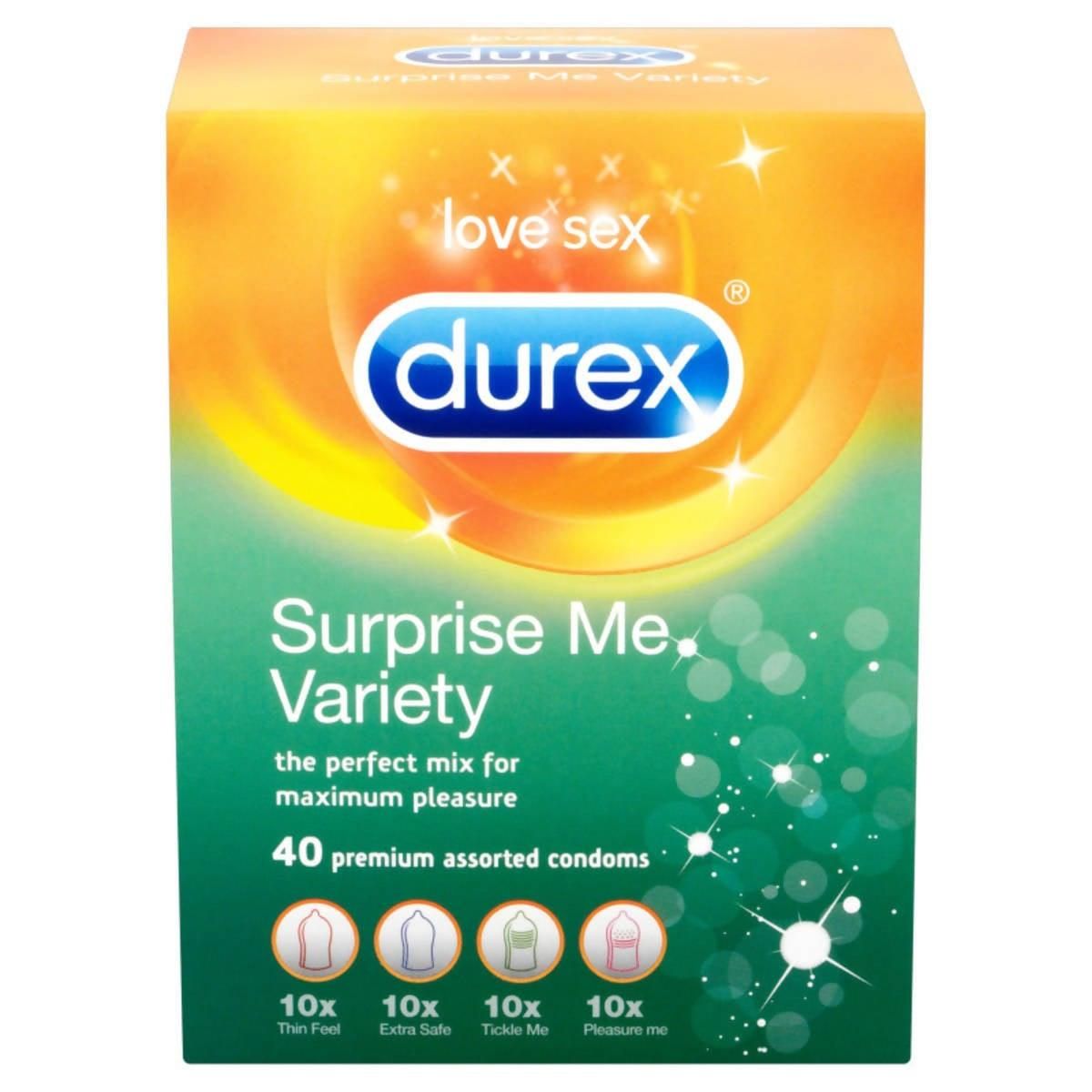 Durex Condoms Surprise Me Variety, 40 Pack