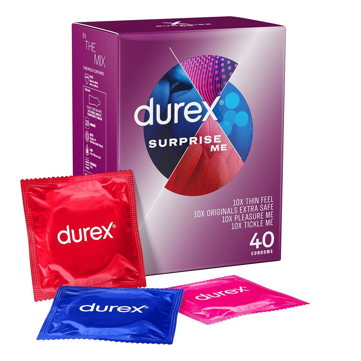 Durex Condoms Surprise Me Variety, 40 Pack