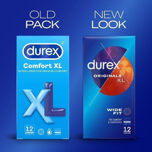 Durex Originals XL Condoms Extra Silicone Lube Wide Fit 12s