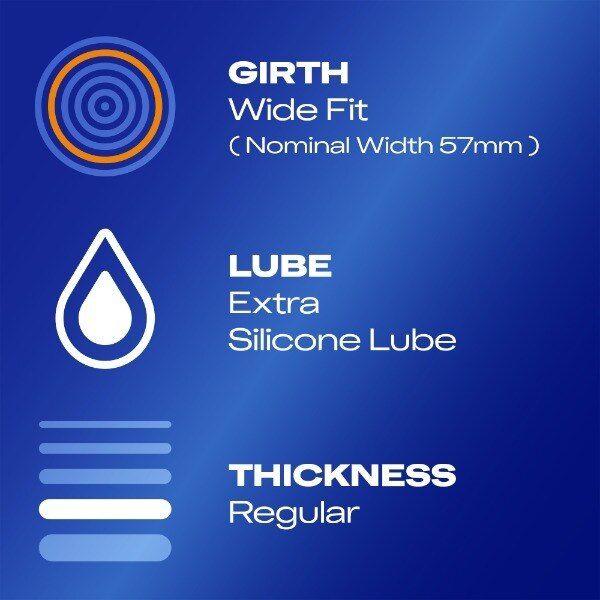 Durex Originals XL Condoms Extra Silicone Lube Wide Fit 12s