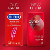 Durex Thin Feel Condoms Extra Silicone Lube Regular Fit 12s