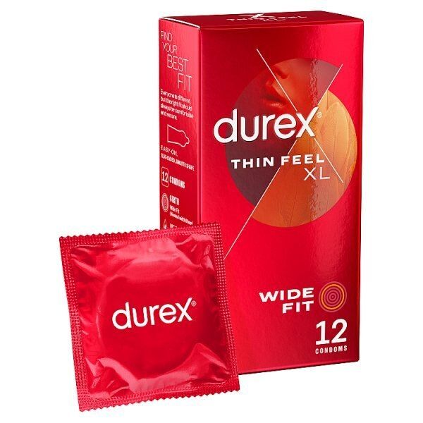 Durex Thin Feel XL kondomer Mer følsomhet Wide Fit 12s