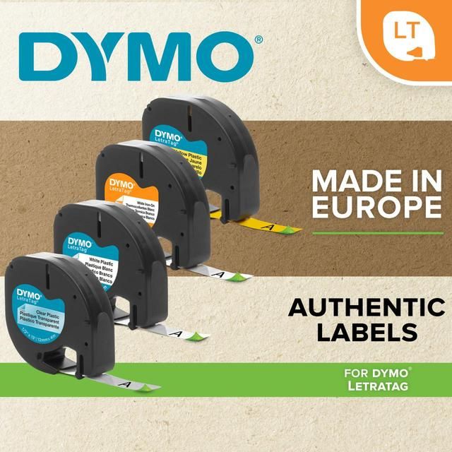 DYMO LetraTag Iron-On Fabric Labels 12 mm x 2 m Roll Black Print on White