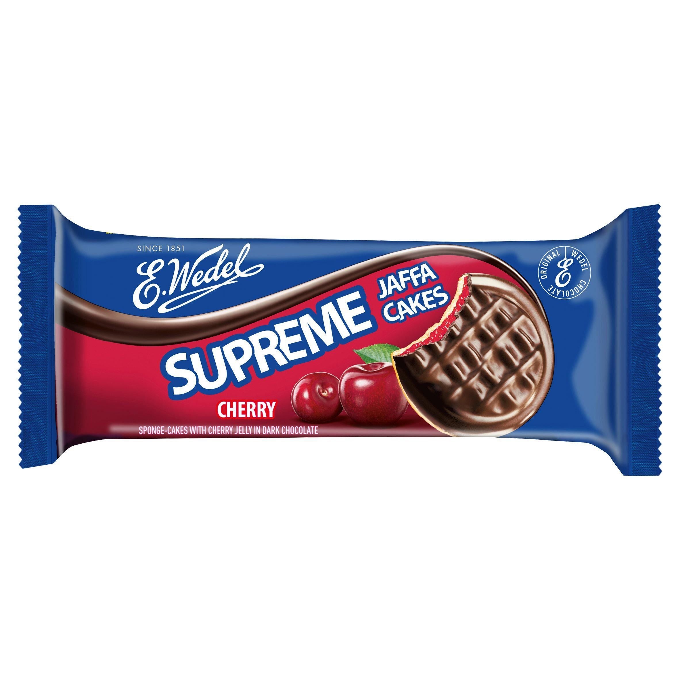 E. Wedel Supreme Jaffa Cakes Cherry Sponge-Cake with Cherry Jelly in Dark Chocolate 147g