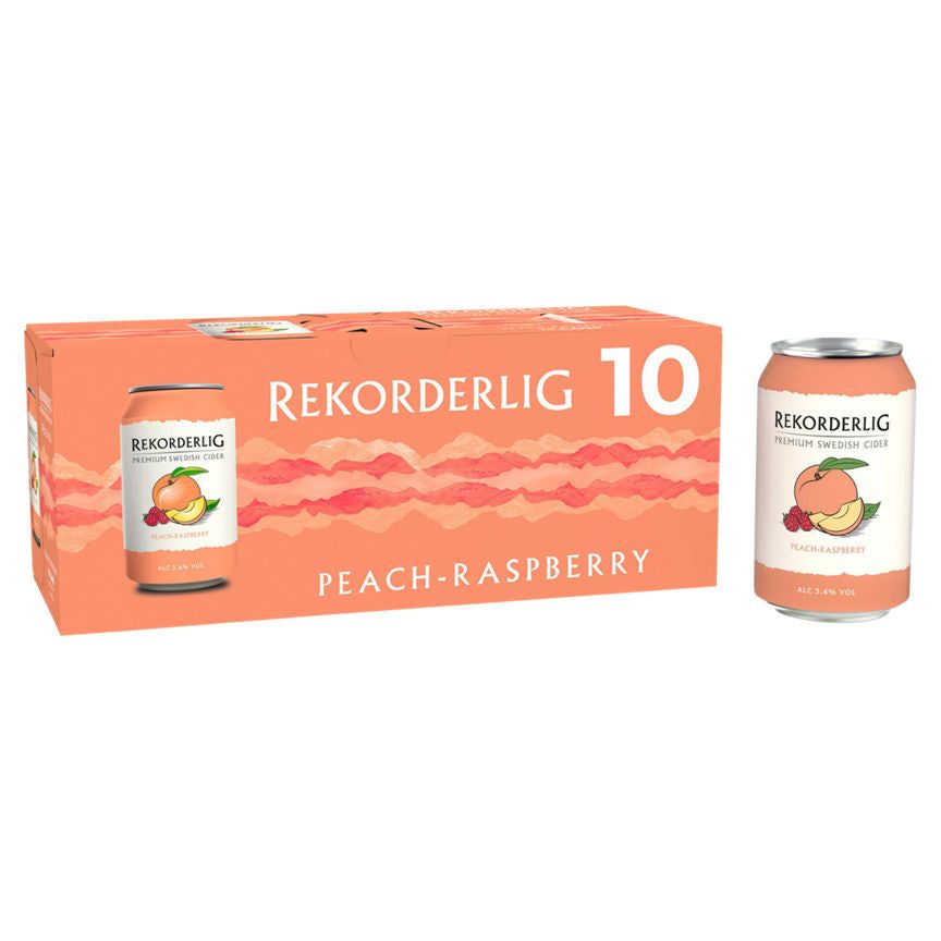 Rekorderlig Premium Swedish Cider Peach-Raspberry 10 x 330ml GOODS ASDA   