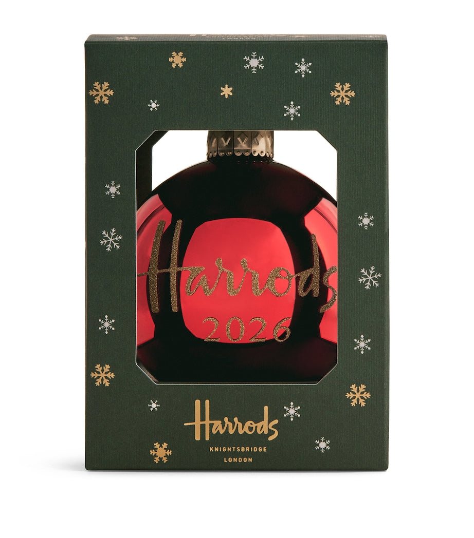 Harrods 2026 Year Bauble glass ornament with velvet ribbon - British product