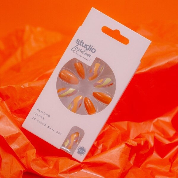 DNR Superdrug Studio London False Nails Orange Swirls GOODS Superdrug   