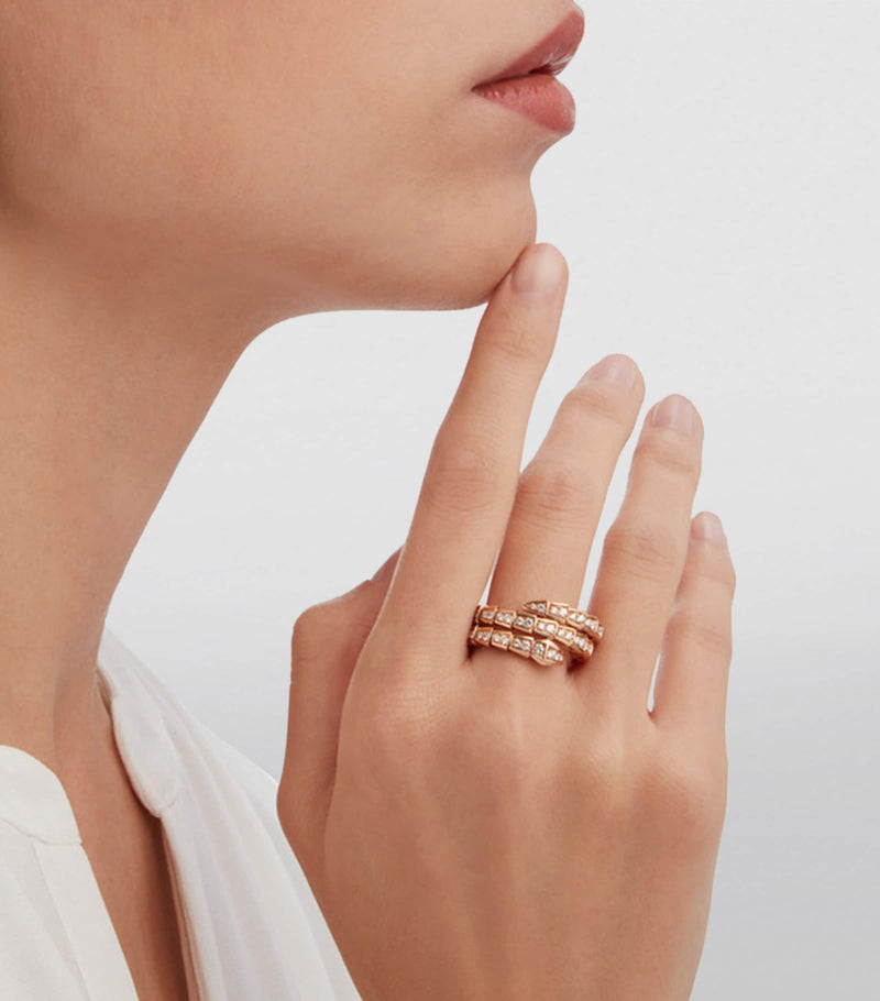 Bvlgari Serpenti Viper rose gold diamond ring (British brand)