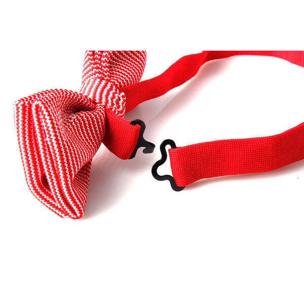 SVNX red white crochet bow tie one size (British brand)