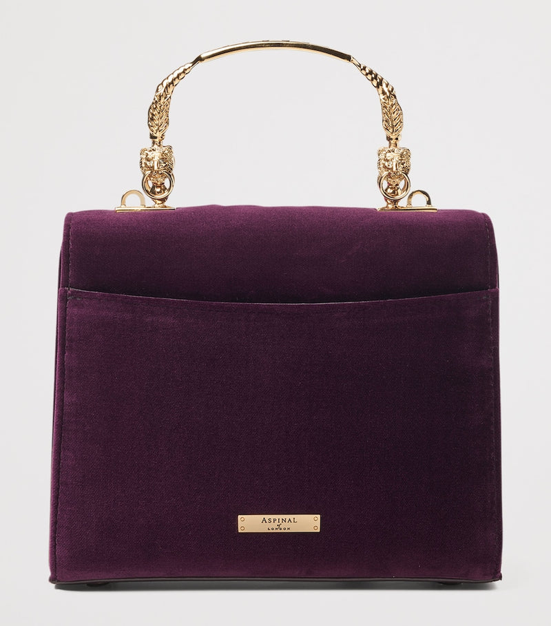 Aspinal of London handbag velvet floral embroidered midi (British brand)