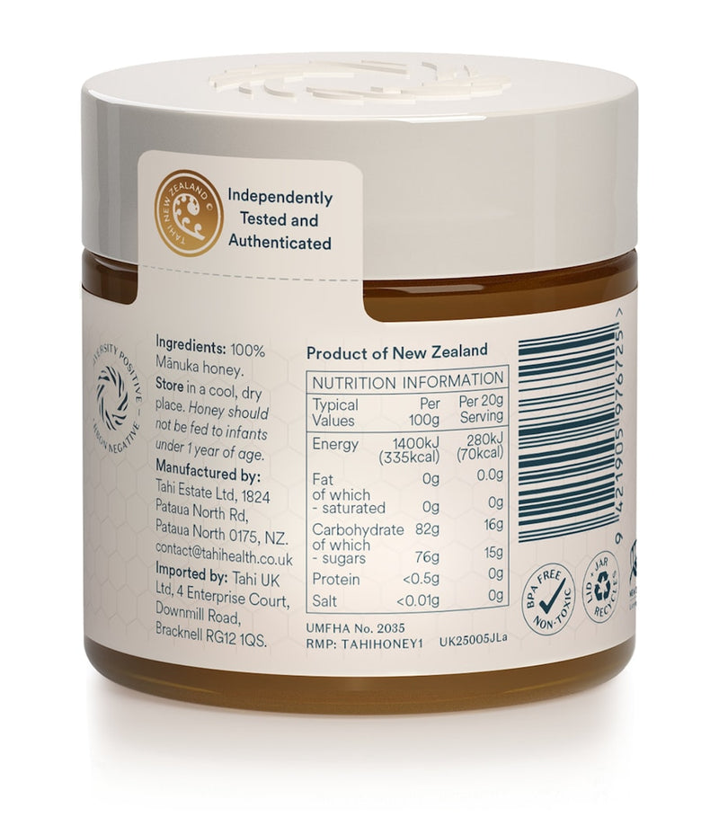 Tahi Honey Manuka Honey UMF 5+ MGO 83+ 250g jar, UK version