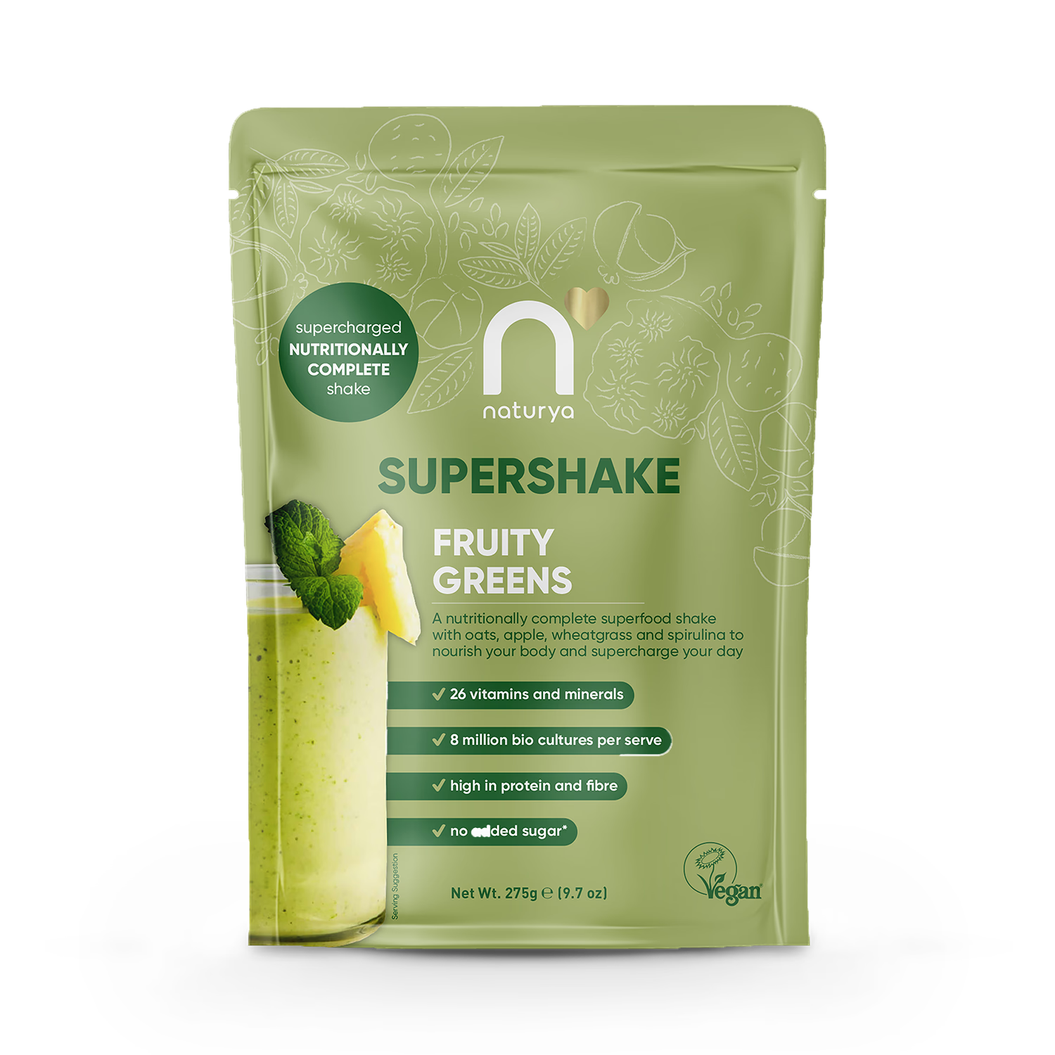 Naturya SuperShake Fruity Greens 275g, UK-Version