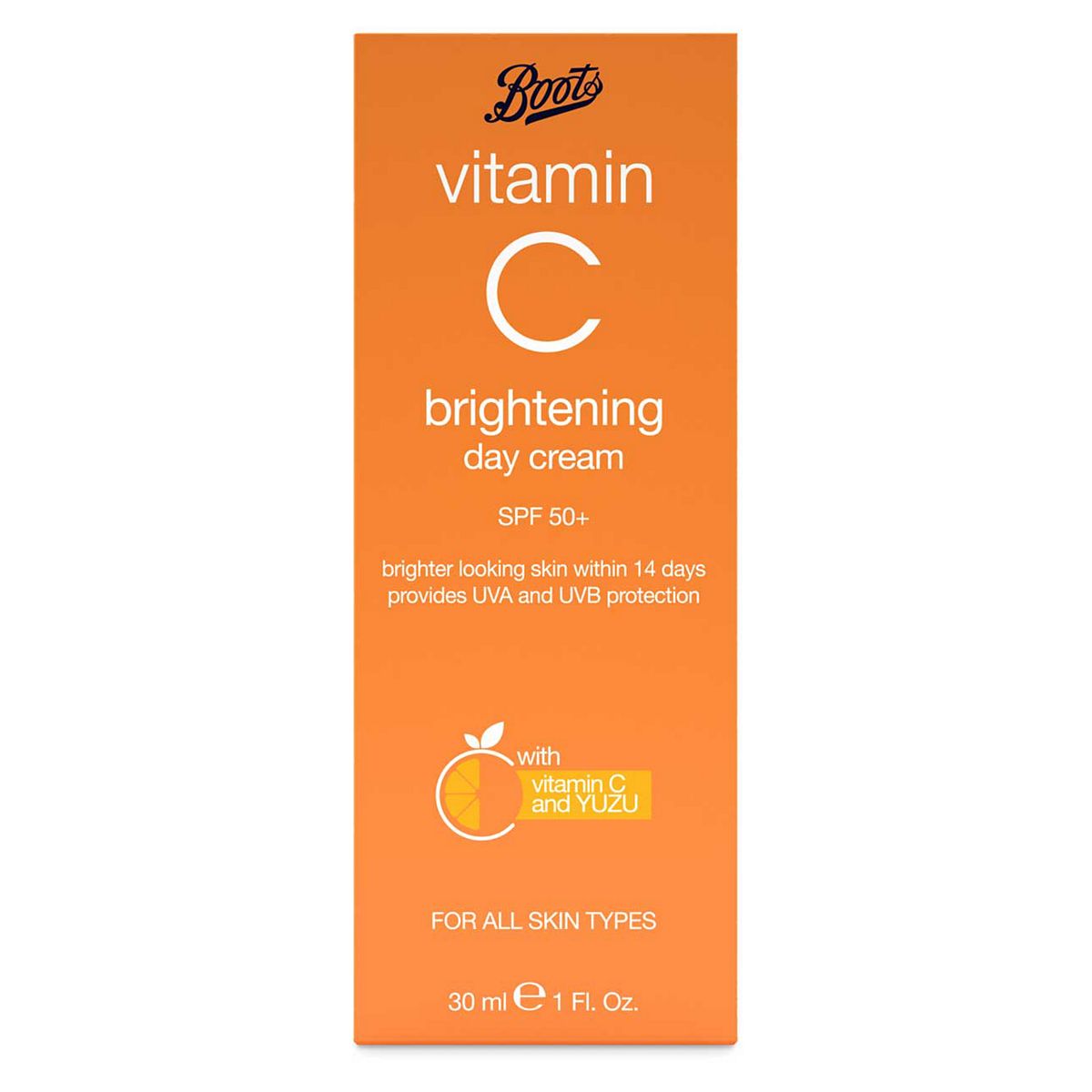 Boots Vitamin C Brightening Day Cream SPF50+ 30ml Men's Toiletries Boots   