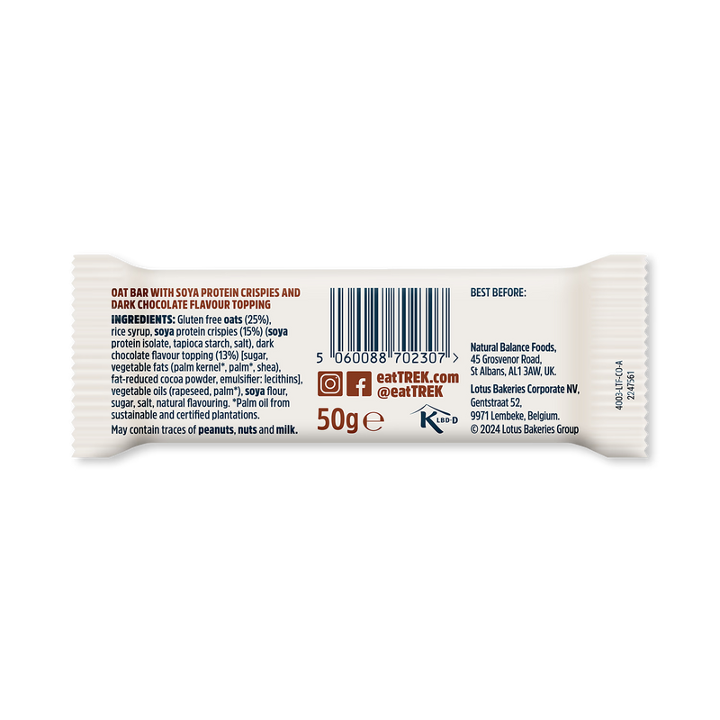 Trek cocoa oat protein flapjack 50g (British brand)