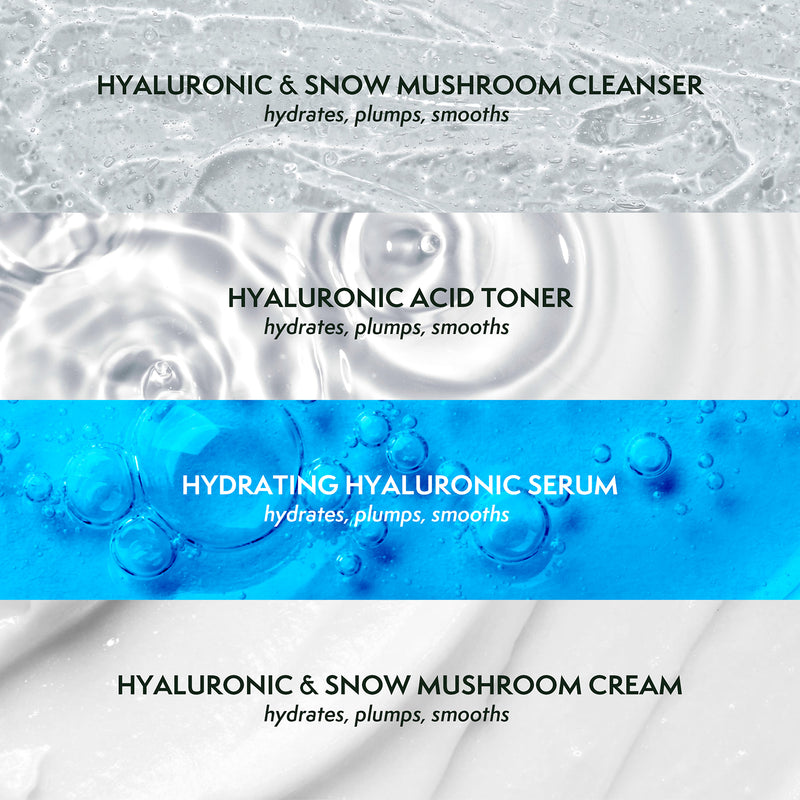 Nature Spell hydrating skincare set with hyaluronic acid and snow mushroom (British brand)