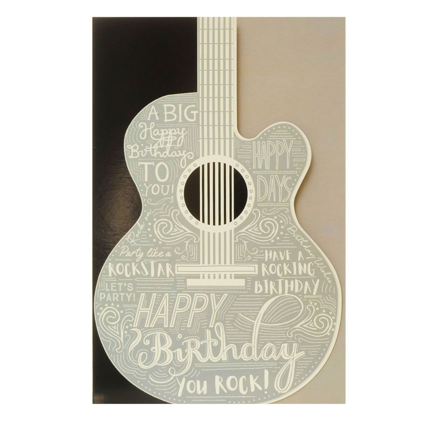 George Home Die Cut Guitar Birthday Card General Household ASDA   