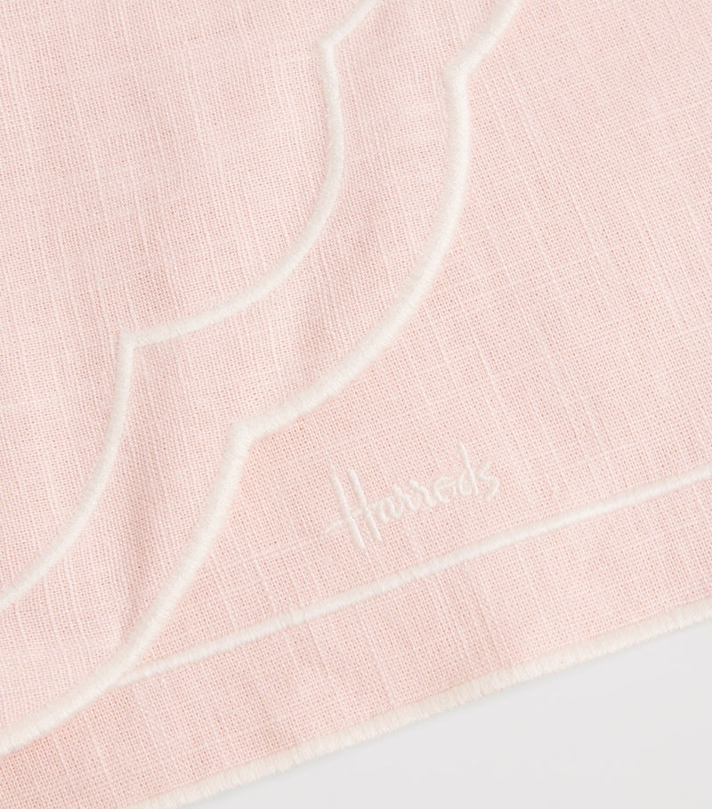 Harrods embroidered linen placemat pastel pink, UK version