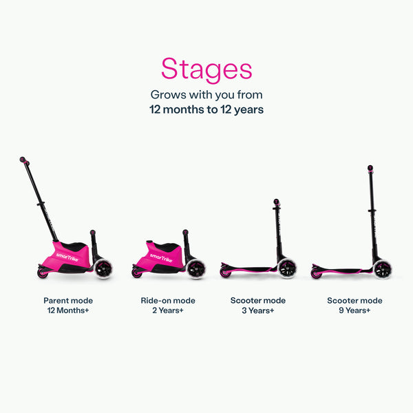 SmarTrike Xtend Scooter Ride On pink convertible scooter - British product