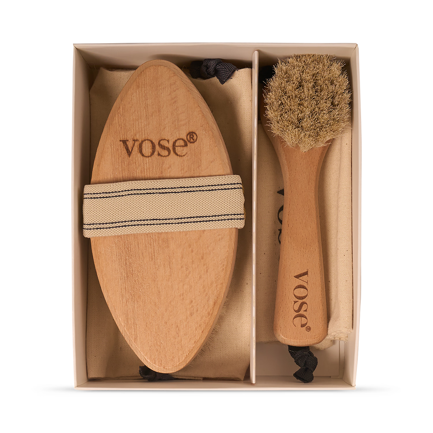 Horse hair face and body dry brush set, imported from the UK