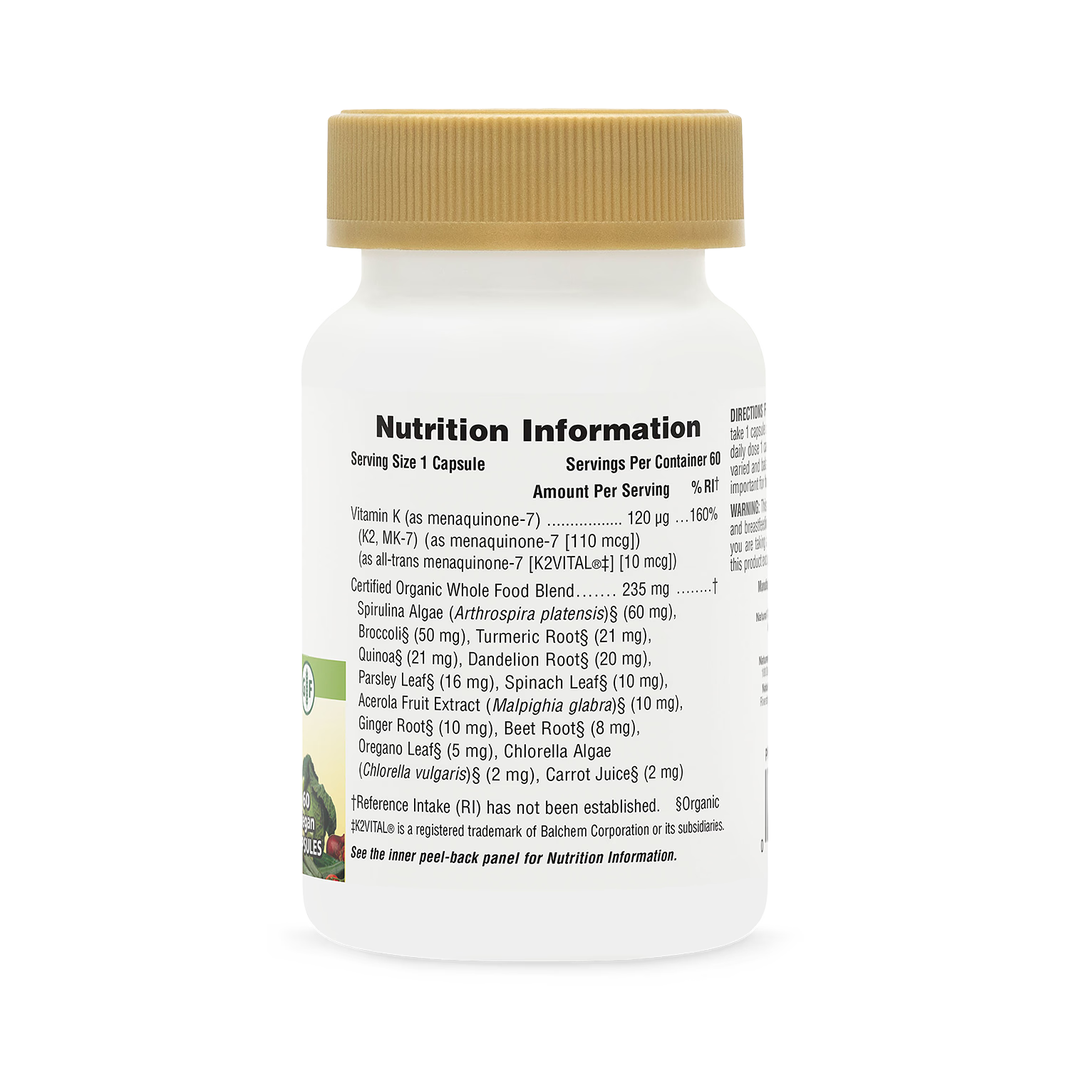 NaturesPlus organic Vitamin K2 120mcg 60 capsules (British brand)