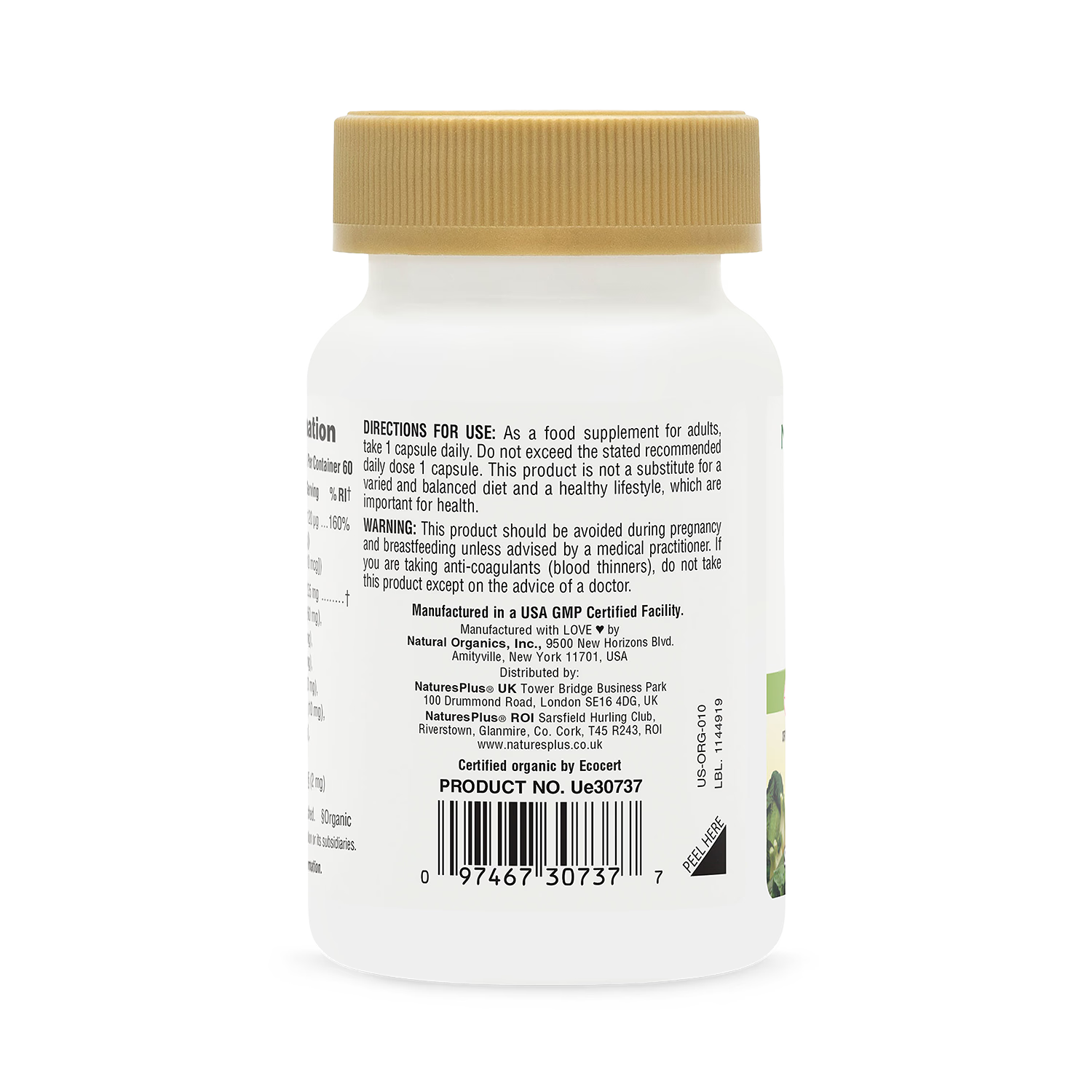 NaturesPlus organic Vitamin K2 120mcg 60 capsules (British brand)