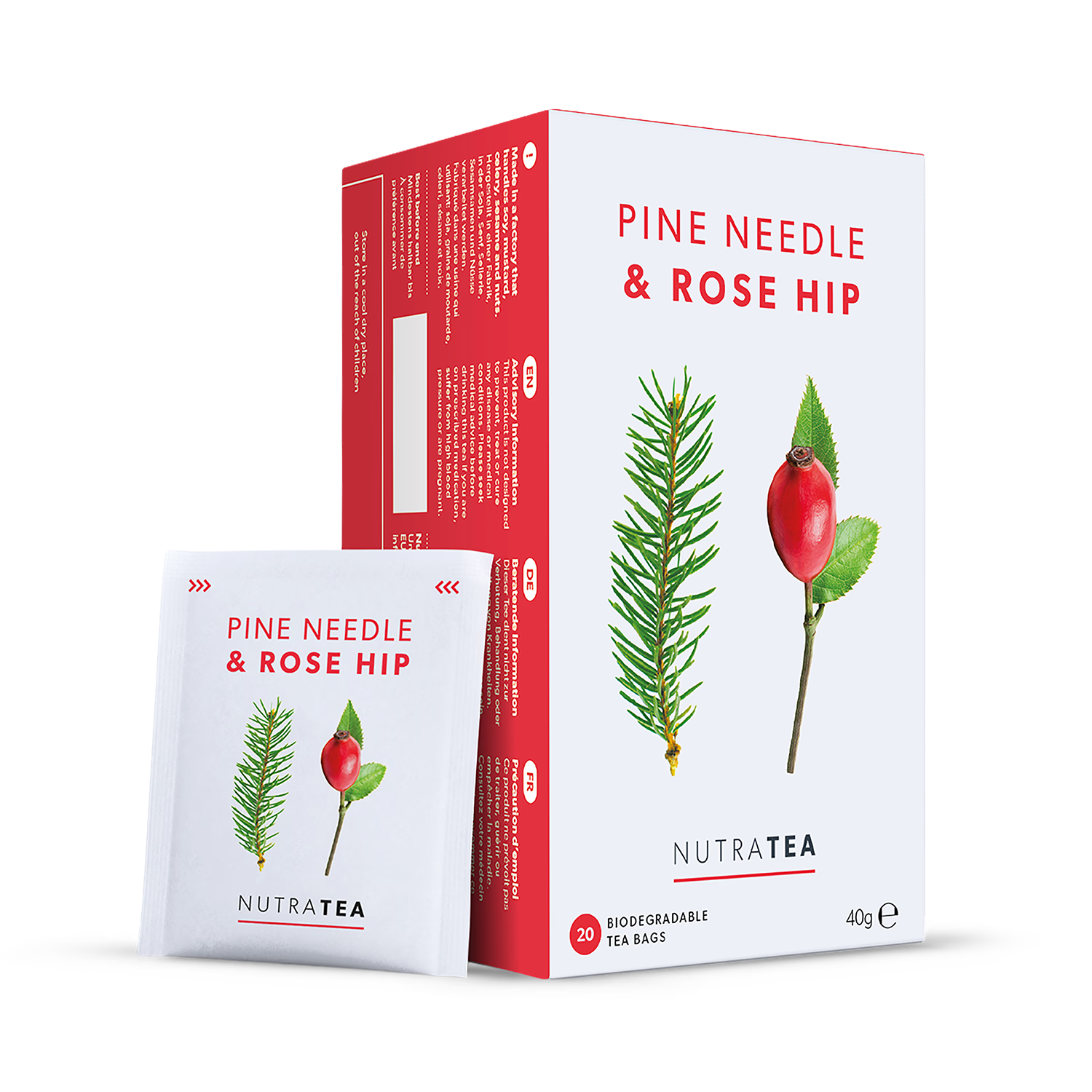 Herbal Tea Pine Needle & Rose Hip 20 Tea Bags (British brand)