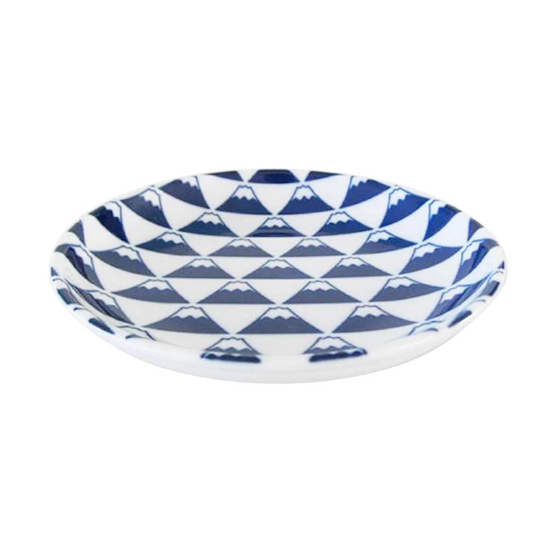 Mountain Fuji pattern plate in blue - British product