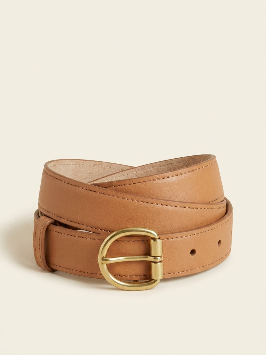 Cartier leather belt with gold-tone panther buckle, 80cm (British brand)