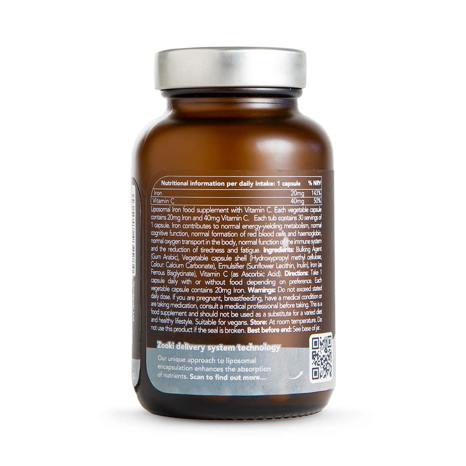 Zooki liposomal iron 20mg capsules 30 count, UK version