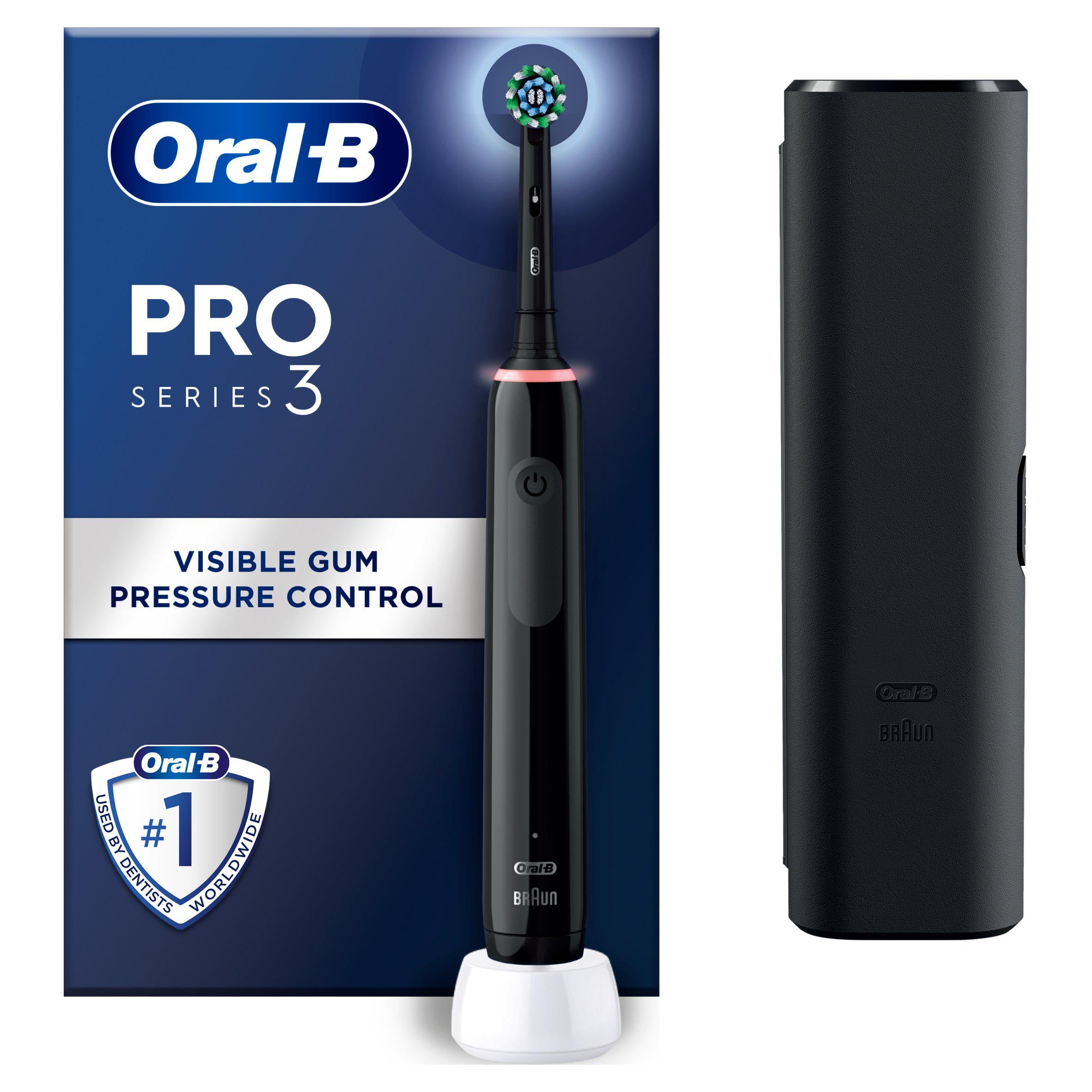 Oral-B Pro 3 - 3500 - Black Electric Toothbrush + Travel Case GOODS Sainsburys   