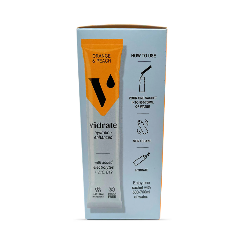 Vidrate hydration sachets Orange & Peach 12 sachets (British brand)