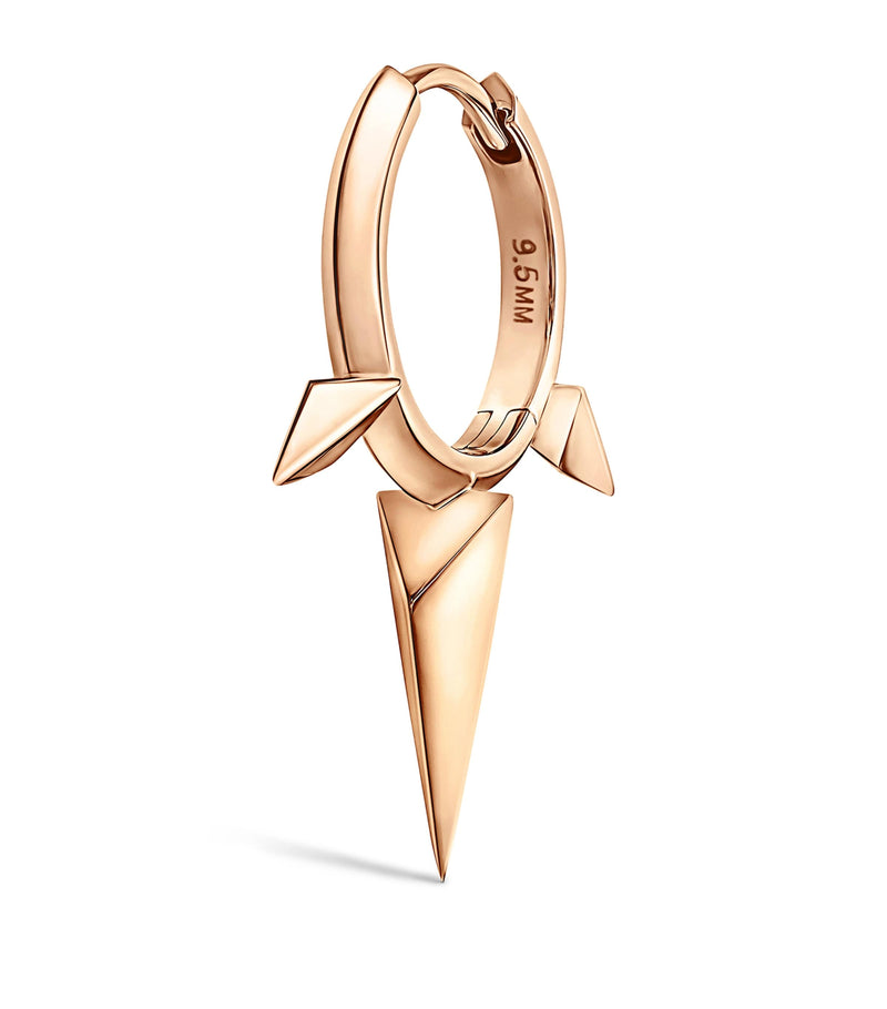 Maria Tash rose gold faceted triple spike hoop earring 9.5mm, UK version