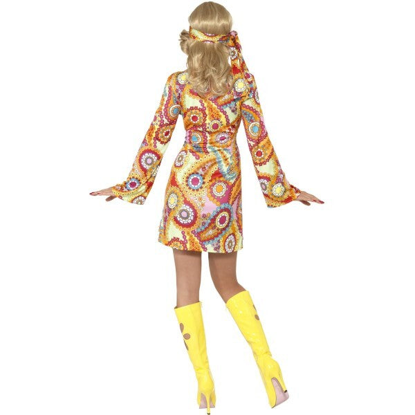 Smiffys 1960s hippy costume with dress and headband - British product