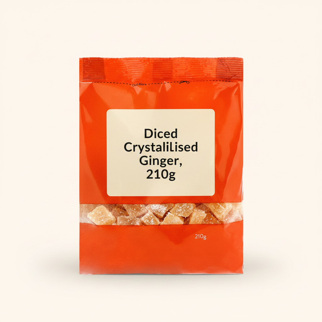 Holland & Barrett crystallised ginger 210g, imported from the UK