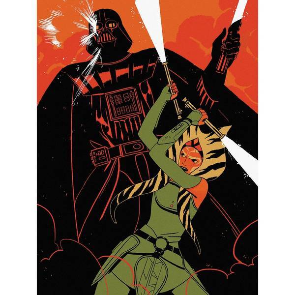 Star Wars canvas print Ahsoka vs Darth Vader, imported from the UK