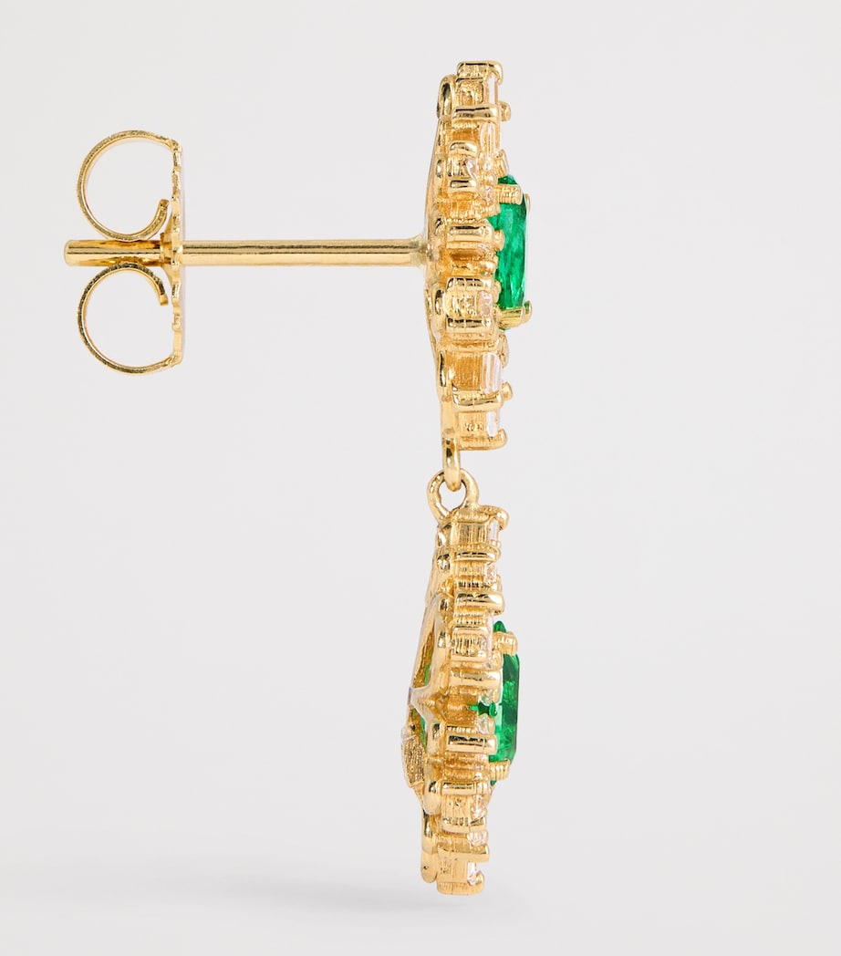 Suzanne Kalan diamond and emerald drop earrings UK version
