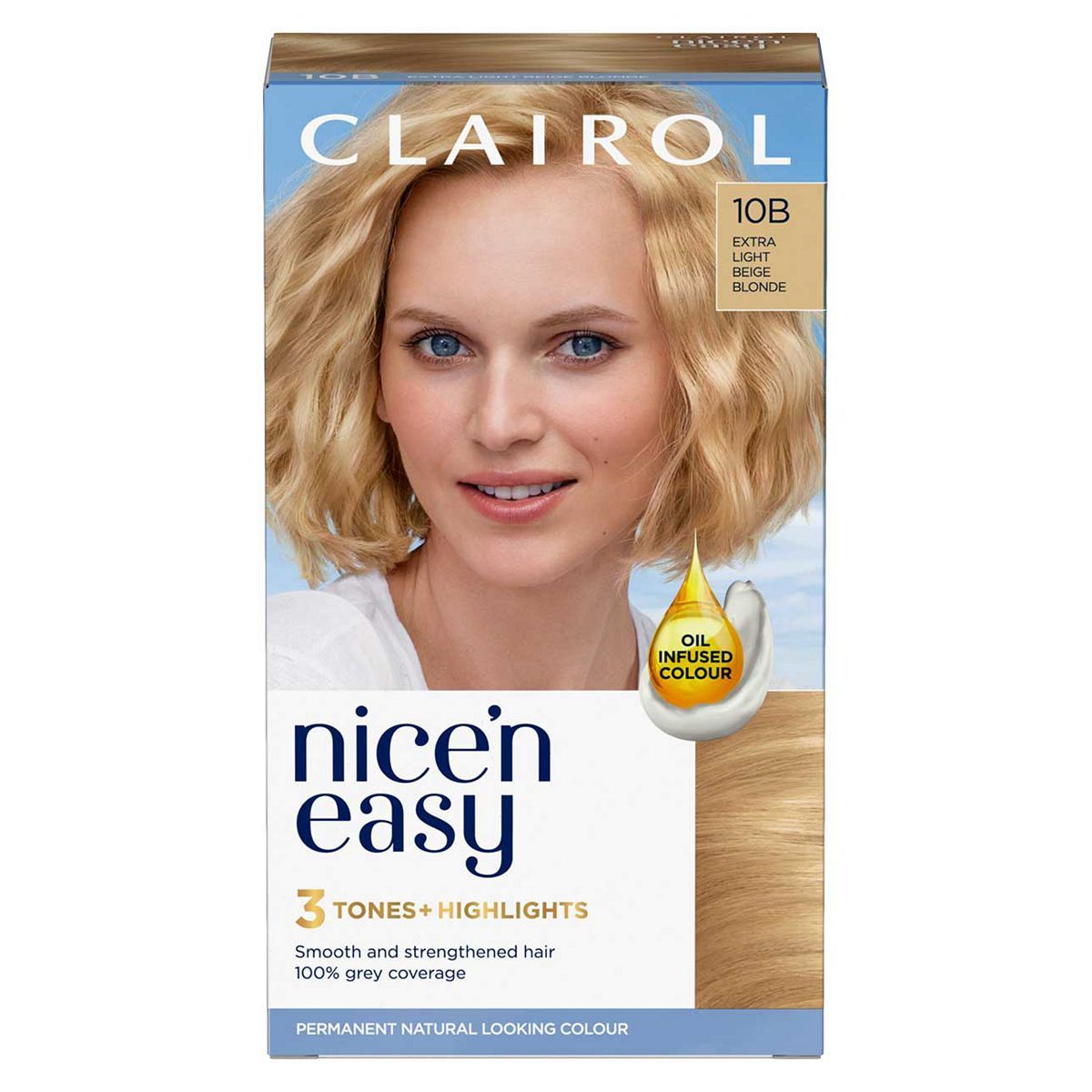 Clairol Nice'n Easy Crème Oil Infused Permanent Hair Dye 10B Extra Light Beige Blonde 177ml (Formerly Shade 9.5B) GOODS Boots   