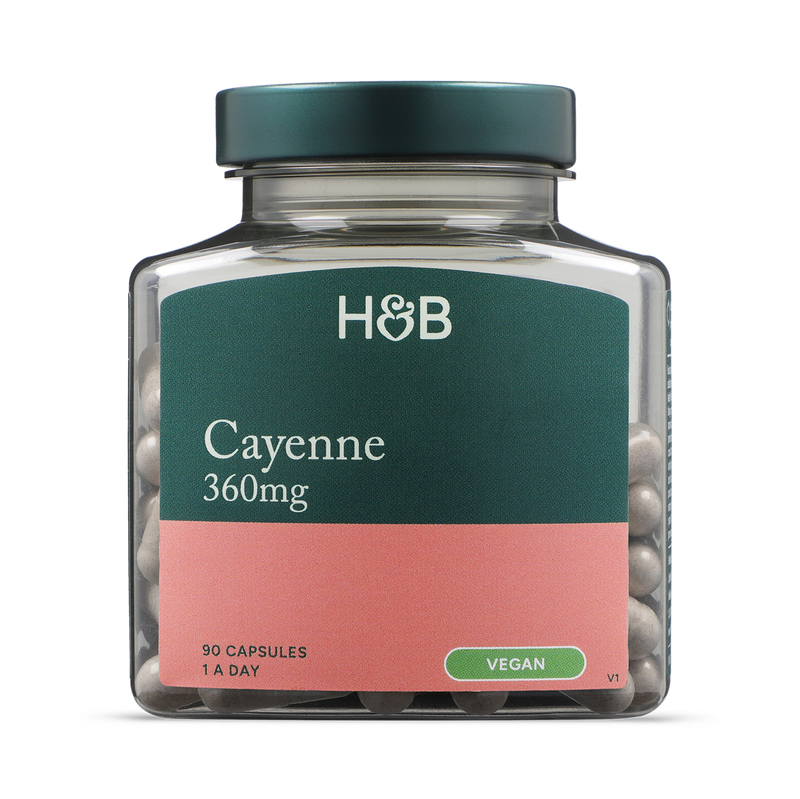 Holland & Barrett Cayenne pepper extract capsules 90 count, UK version
