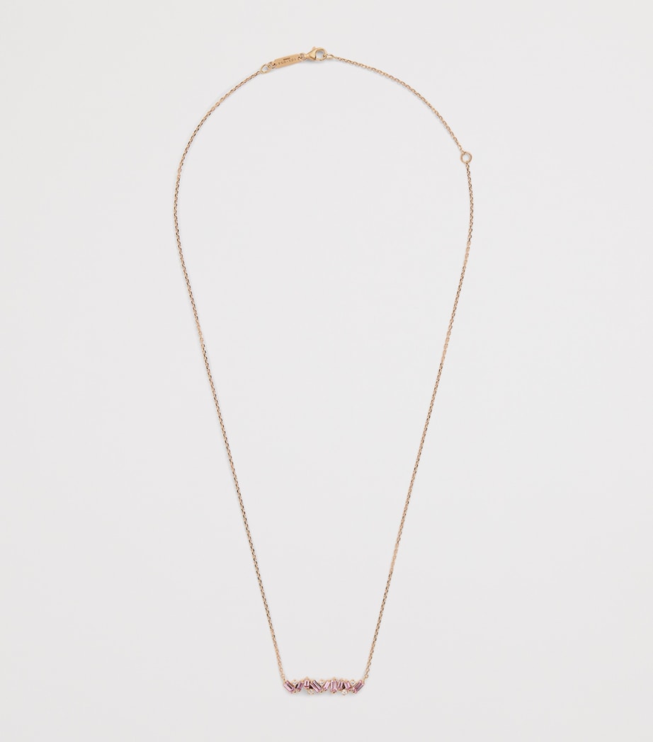 Suzanne Kalan Frenzy bar necklace rose gold diamonds pink sapphires (British brand)