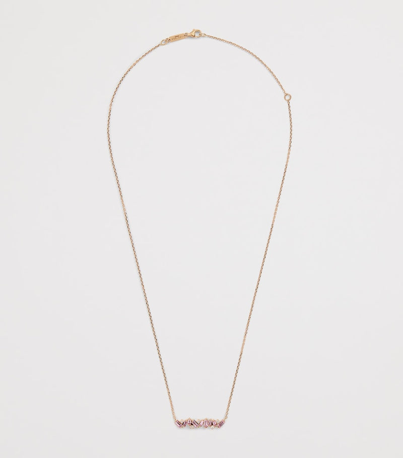 Suzanne Kalan Frenzy bar necklace rose gold diamonds pink sapphires (British brand)