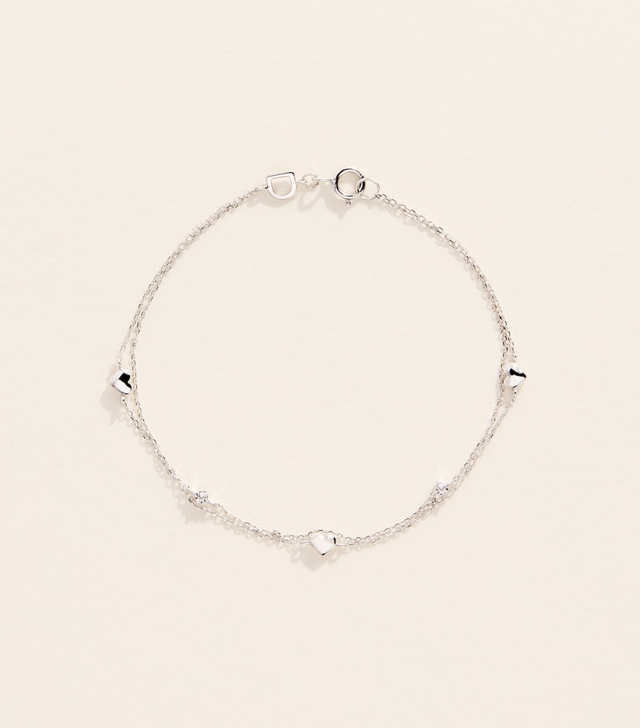 Astrid & Miyu white gold topaz heart bracelet (British brand)