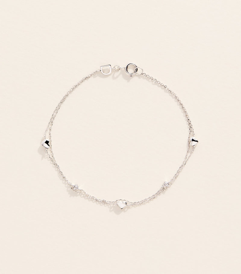 Astrid & Miyu white gold topaz heart bracelet (British brand)