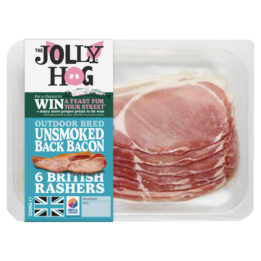 The Jolly Hog Outdoor Bred Unsmoked Back Bacon British Rashers x6 200g GOODS Sainsburys   