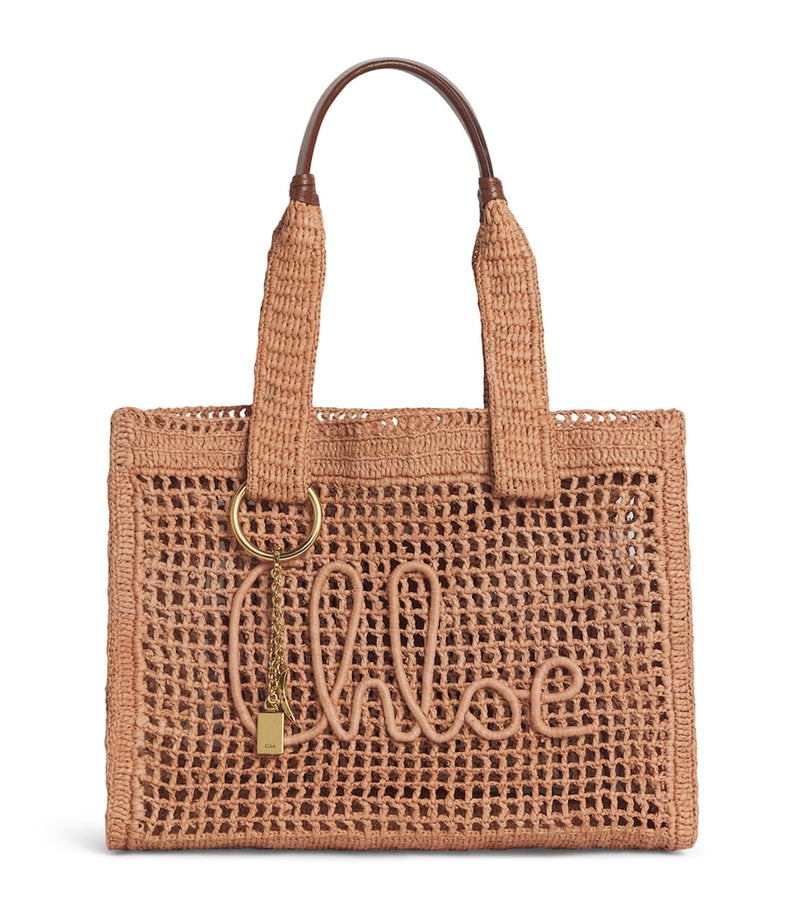 Chloé Raffia Summer Banana Tote Bag, imported from the UK